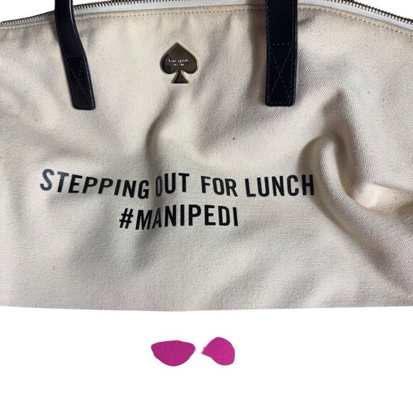 Kate Spade New York Tote/travel Bag Pink and Cream Cotton Canvas Large - Picture 2 of 16